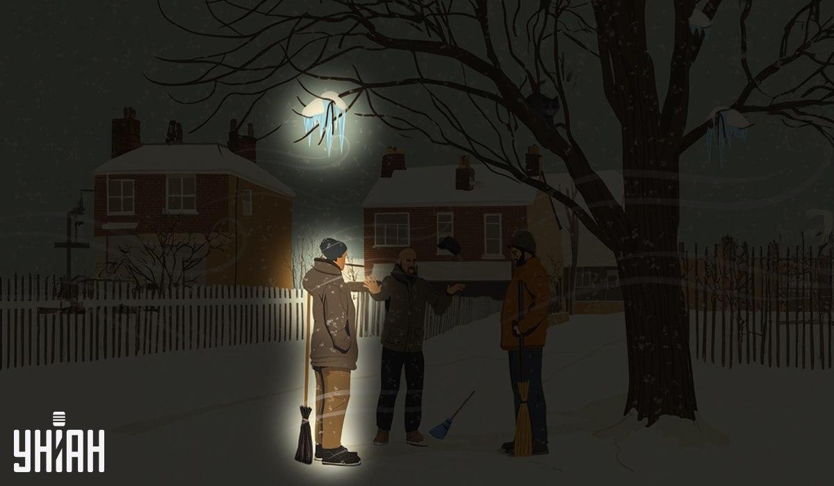 Jeden z dozorców stał pod soplami, które wisiały na drzewie / kolaż Moje