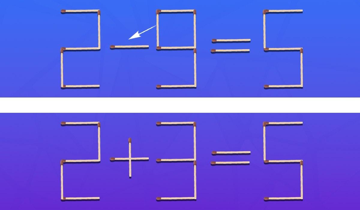 Którą zapałkę należy przesunąć, aby równość była prawdziwa: szybki test IQ