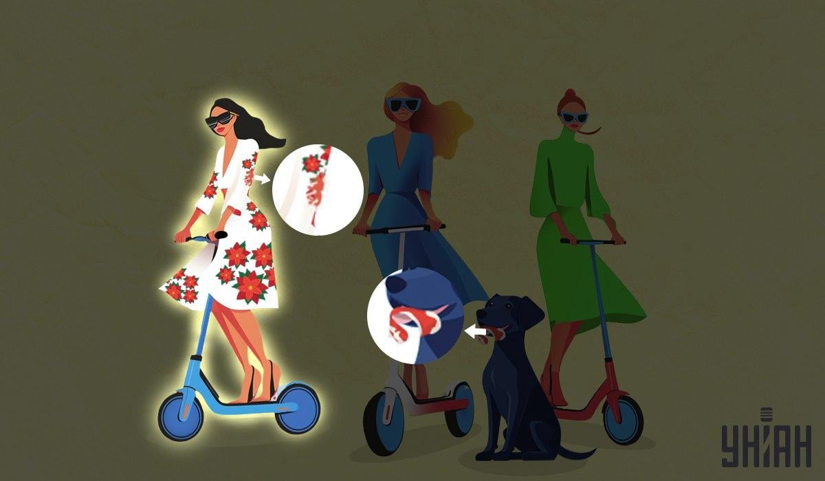 Rozwiązanie zagadki. Zaznaczona pierwsza kobieta i fragment jej sukienki w pysku psa.