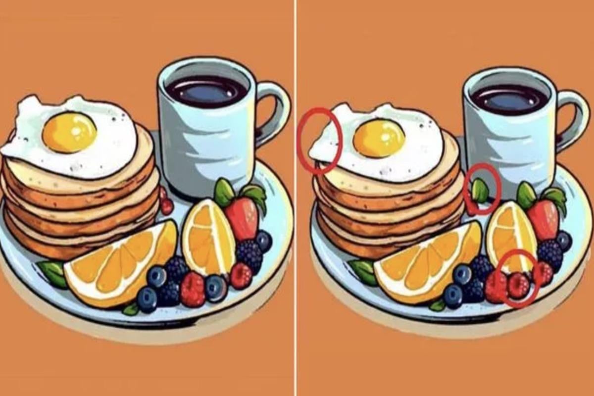 Tylko osoby z wysokim IQ mogą szybko znaleźć trzy różnice między talerzami śniadaniowymi