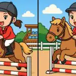 Test IQ: znajdź 3 różnice na zdjęciu dziewczynki na koniu