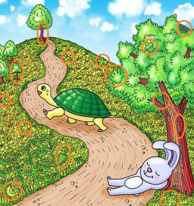 Iluzja optyczna ze wszystkimi ukrytymi przedmiotami