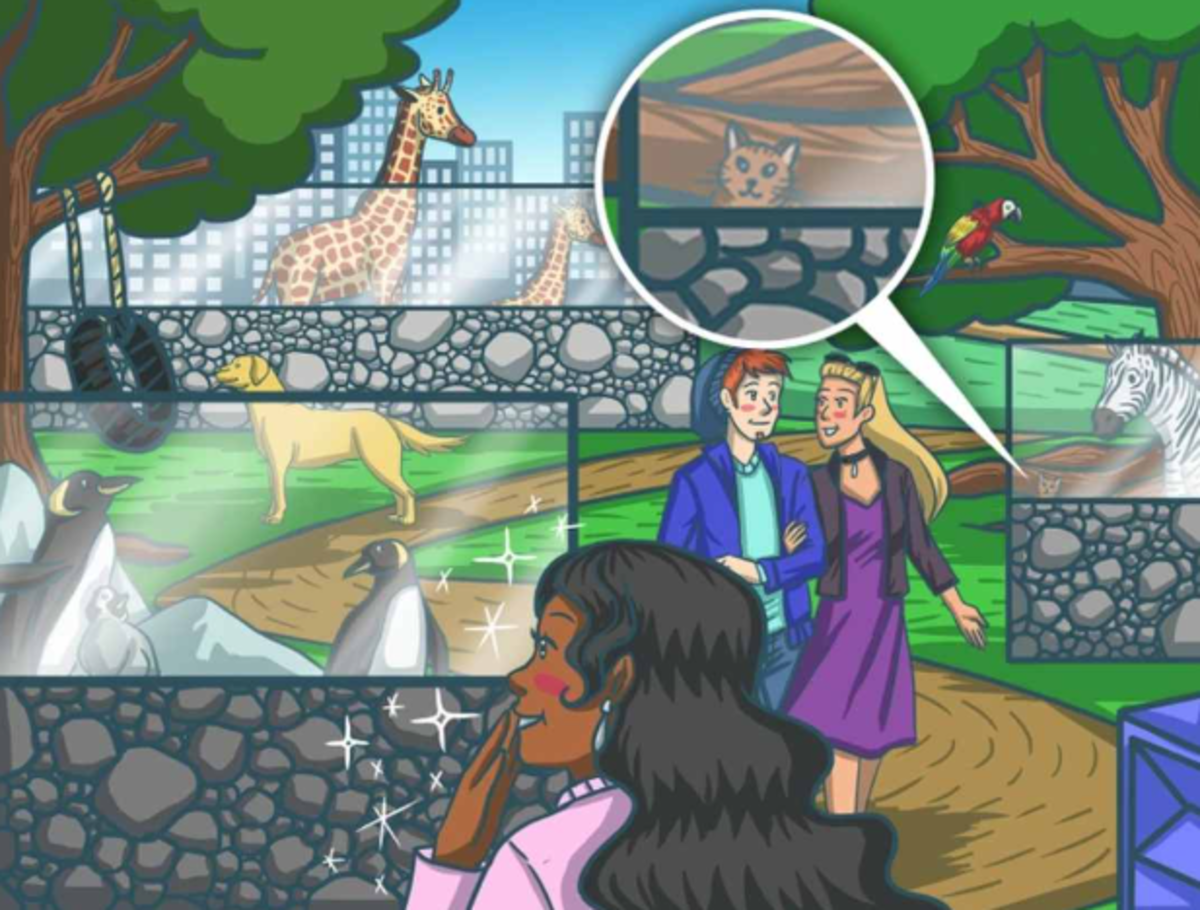 Kota na puzzlach trudno szybko znaleźć / Rysunek Jasna Strona